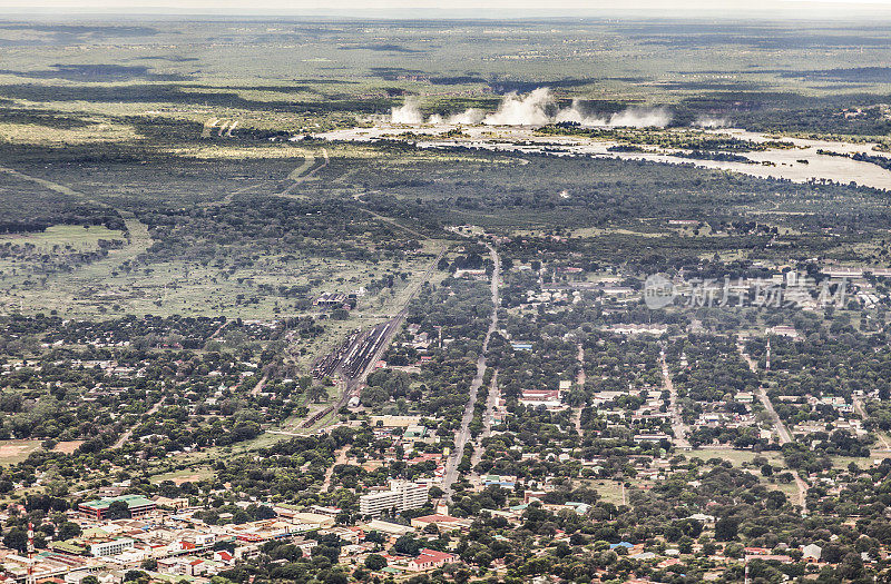 Mosi-oa-Tunya (Victoria Falls) and Livingstone city, Zambia, Africa